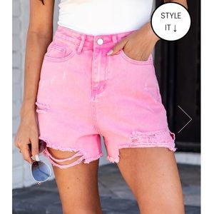Pink Lily pink distressed shorts (29)